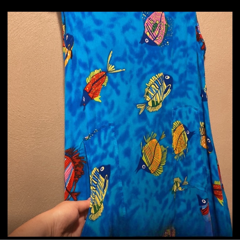 KAKTUS Blue Fish Print Midi Dress - Size L - Picture 5 of 9
